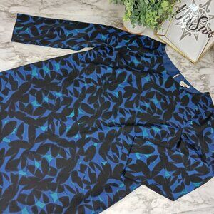 J.CREW Printed Mini Dress Women's Crew Neck Three Quarter Sleeve blue 6 petite